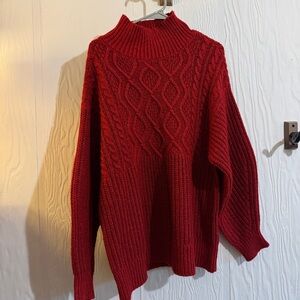 A New Day Vibrant Red Cable Knit Sweater